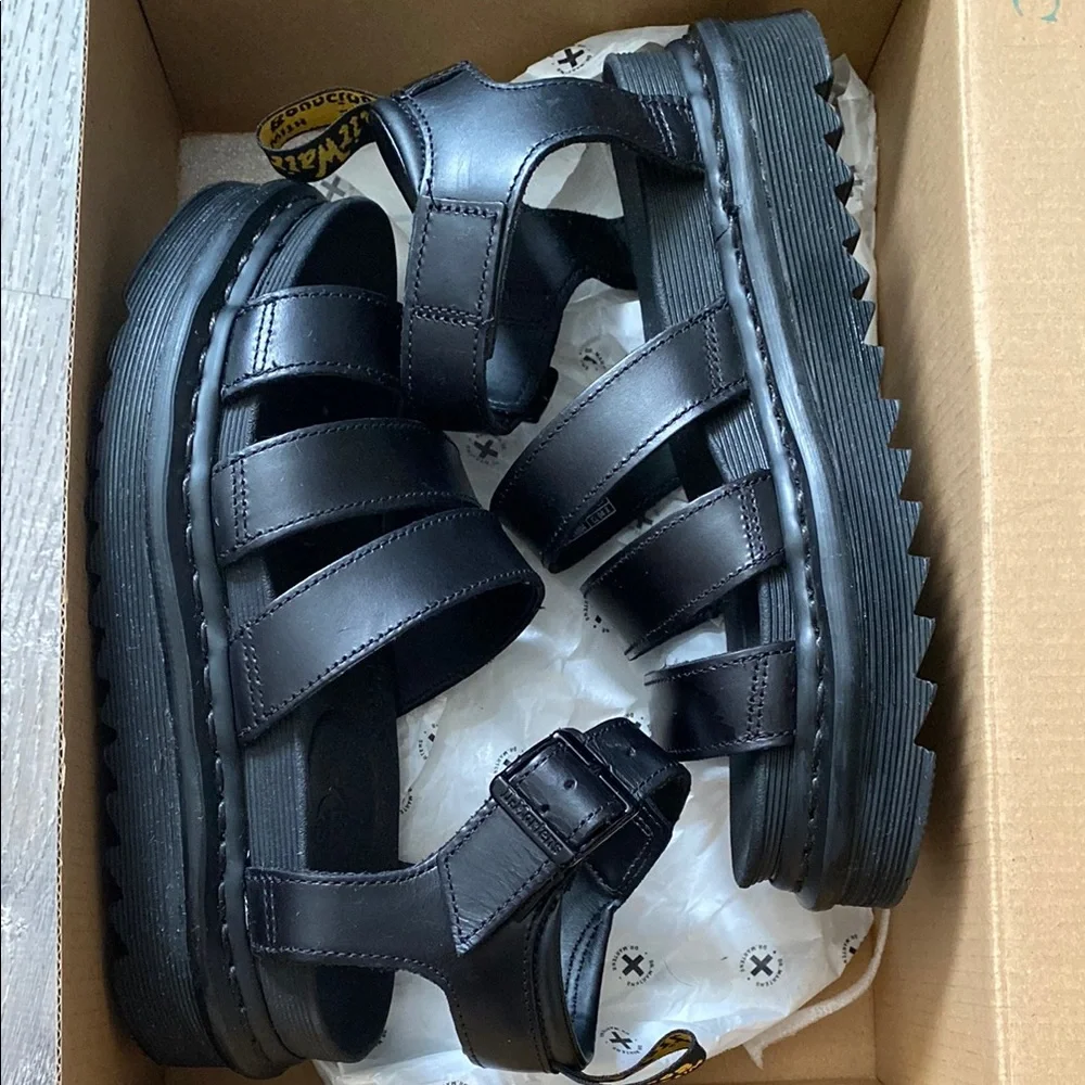 Dr Martens Blaire Black Leather Strap Sandals Size 6 - Picture 5 of 6